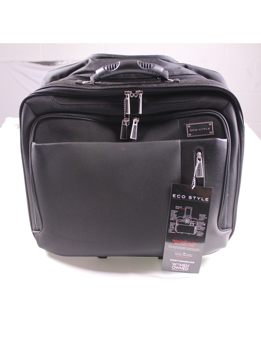 ECO STYLE Tech Exec Ultra Rolling Case Black 16.1" Laptop Mobile Printer Bag NWT